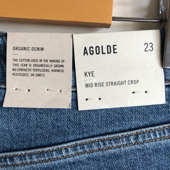 AGOLDE Kye Mid Rise Straight Crop Blue Jeans Size 23 Notion medium wash NWT NEW - Picture 2 of 16